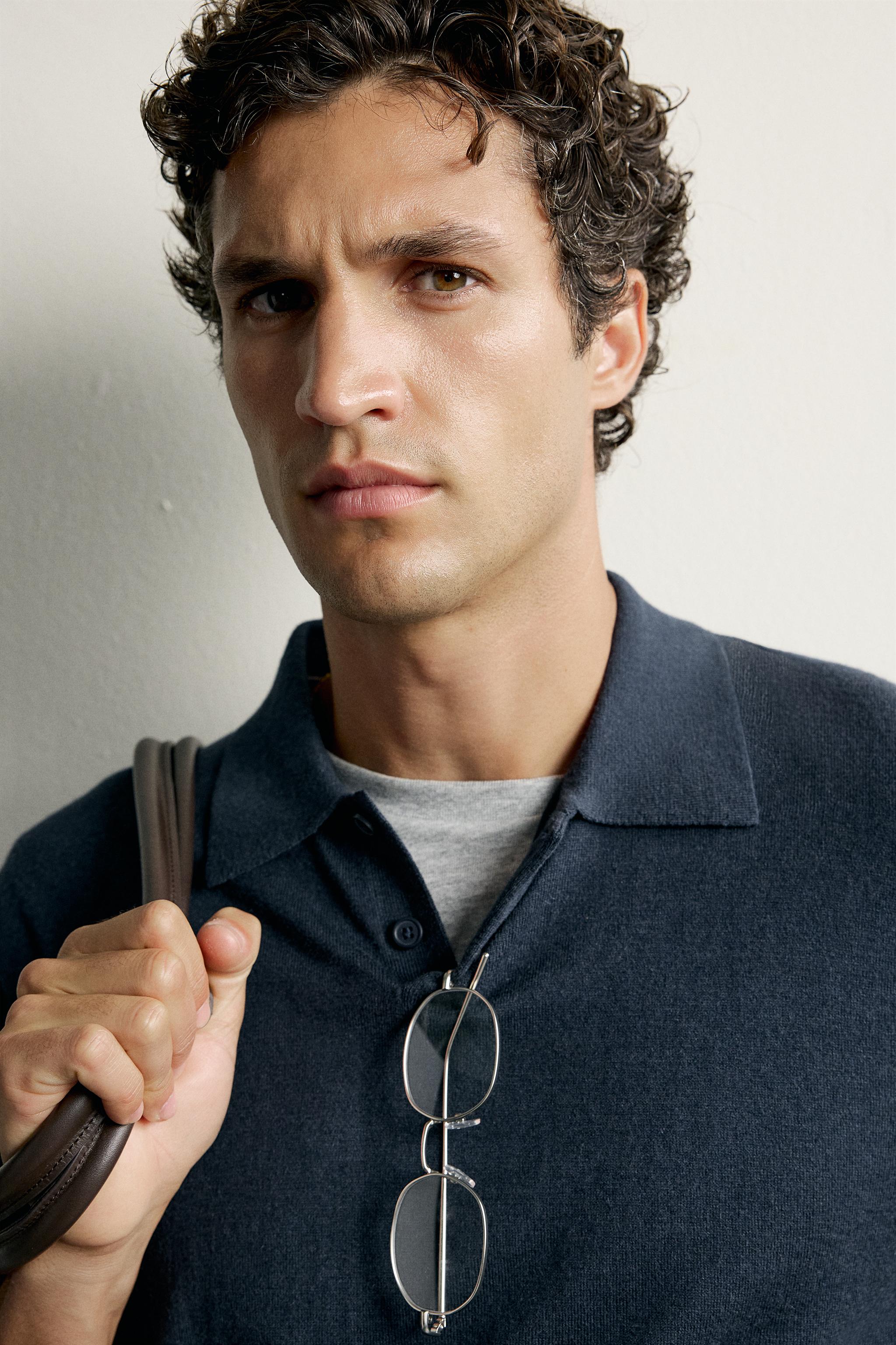 COTTON-CASHMERE KNIT POLO SHIRT